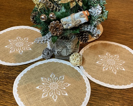 Burlap Snowflake Doilies